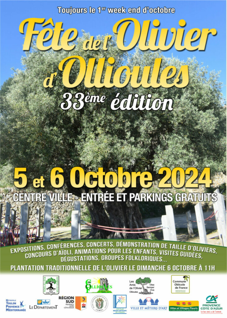 La 33e édition de la Fête de l'Olivier, le 5 & 6 octobre 2024.