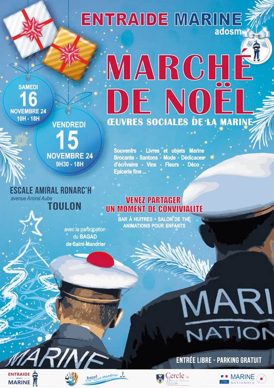 Marché de Noël de l’Entraide Marine, les 15 et 16 novembre 2024 à l’Escale Amiral Ronarc’h, Toulon